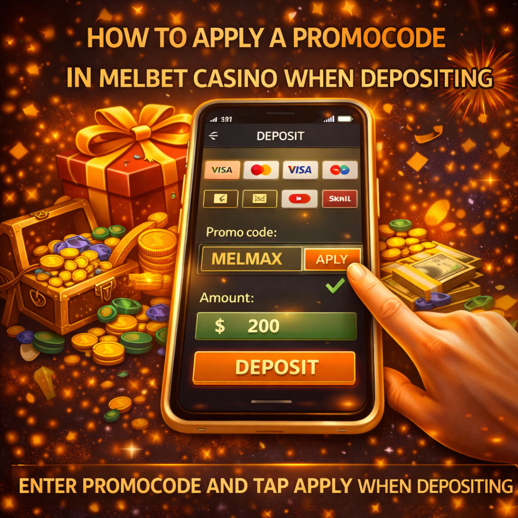 Як застосувати промокод у казино Melbet: введення коду в потрібному полі та підтвердження активації бонуса
