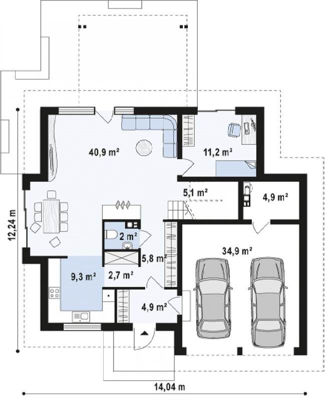 Одноэтажный дом с гаражом на две машины и мансардой 🔴 Дом с мансардой и гаражом на две машины