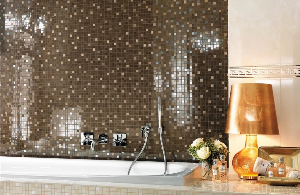 мозаичная плитка в ванной зеркальная Мозаичная плитка в ванной комнате меняем традиции